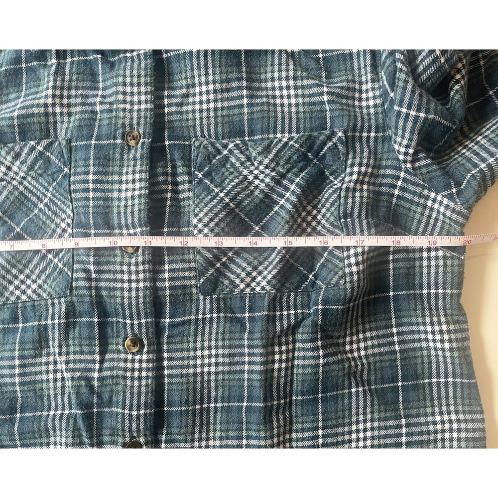 dip Women's‎ Size L Blue White Plaid Button Up 100% Organic Cotton Long Sleeve - Picture 6 of 7